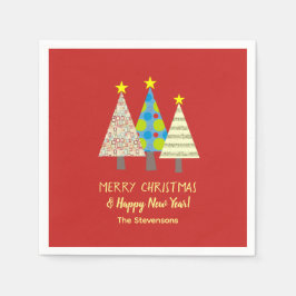 Serviette En Papier Red Christmas Tree Personalized