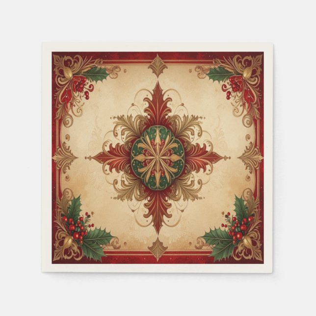 Serviette En Papier Red Decorative Holiday Napkin (Devant)