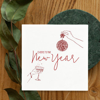 Serviette En Papier Red Doodle fête du nouvel an