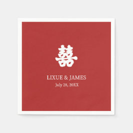 Serviette En Papier Red Double Bonheur chinois calligraphie asiatique