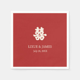 Serviette En Papier Red Double Bonheur chinois calligraphie asiatique 