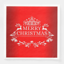 Red Festive Joyeux Papier de Noël Napkin