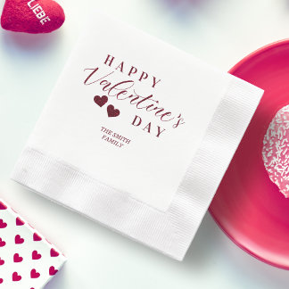 Serviette En Papier Red Glitter Happy Valentine's Day Hearts