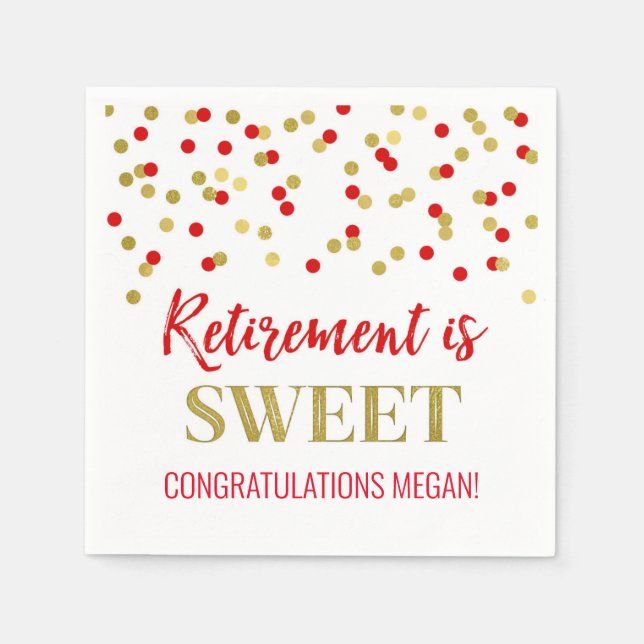 Serviette En Papier Red Gold Confetti Retirement est doux (Devant)