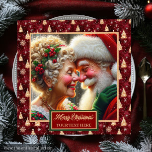 Serviette En Papier Red Gold Green Holiday Naples Père Noël Couple Des