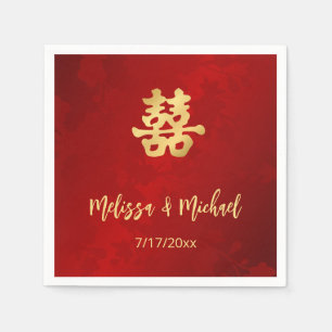 Serviette En Papier Red Gold Mariage chinois personnalisé