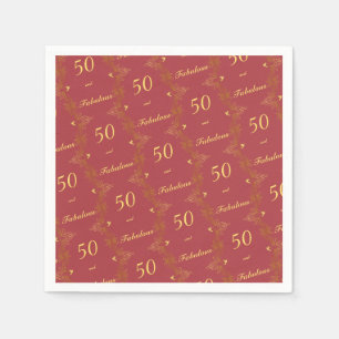 Serviette En Papier Red Gold moderne 50 Fabuleux anniversaire