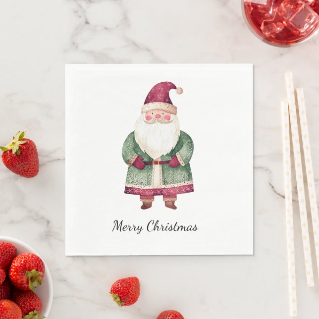 Serviette En Papier Red Green Christmas Santa Claus (En situation)