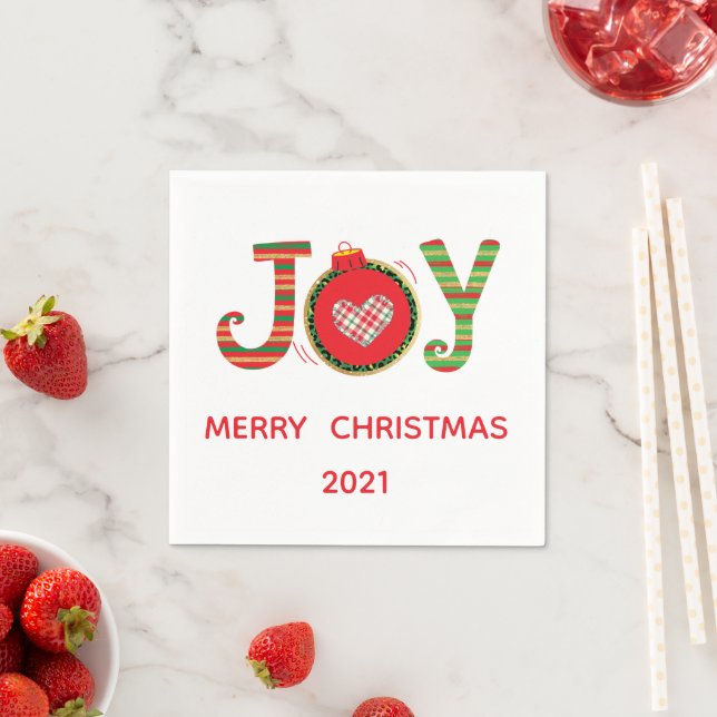 Serviette En Papier Red Green Joy Noël (En situation)