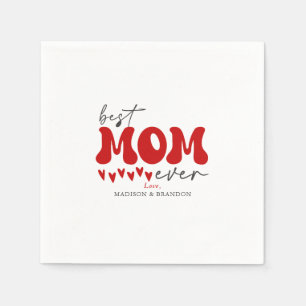 Serviette En Papier Red Grey mignonne meilleure maman jamais
