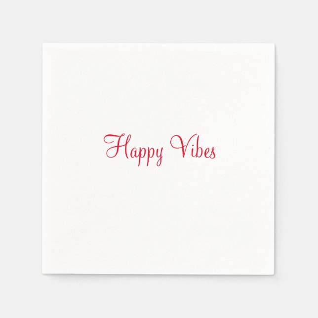Serviette En Papier Red happy vibes vacances simple minimum calligraph (Devant)