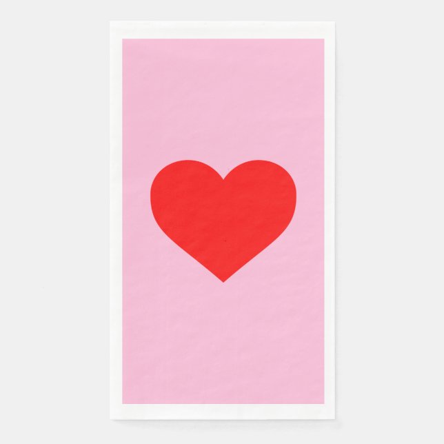 Serviette En Papier Red Heart Beat Pastel Rose (Devant)