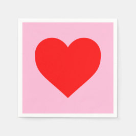 Serviette En Papier Red Heart Beat Pastel Rose