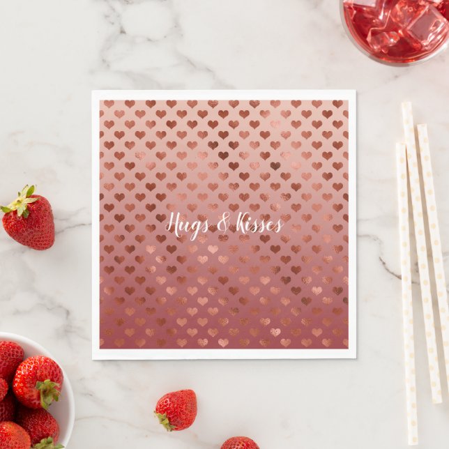 Serviette En Papier Red Hearts Ombre (En situation)