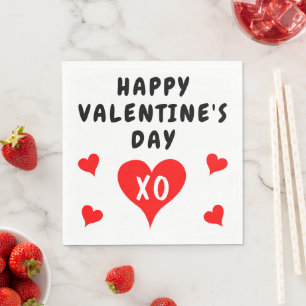 Serviette En Papier Red Hearts Saint-Valentin