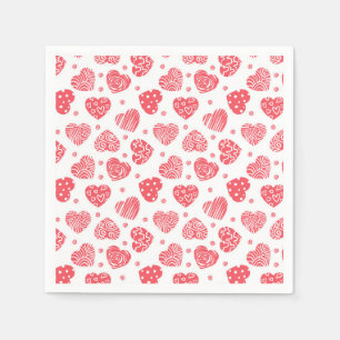 Serviette En Papier Red Hearts Saint Valentin Amour