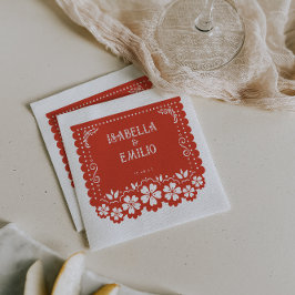 Serviette En Papier Red | Mariage mexicain Papel Picado