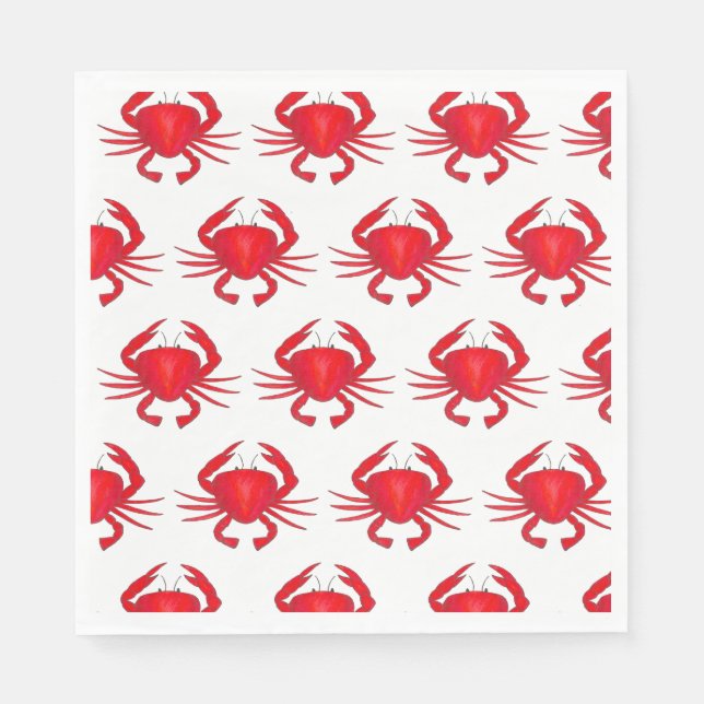 Serviette En Papier Red Maryland Hard Shell Crab Beach Ocean Seafood (Devant)