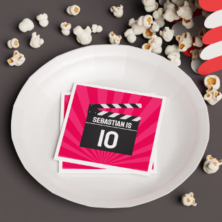 Serviette En Papier Red Movie Night Clapperboard Anniversaire de enfan