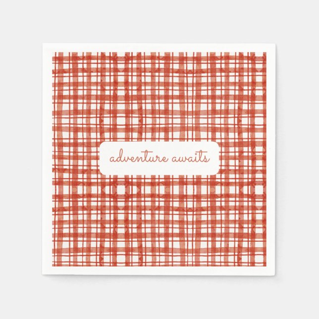 Serviette En Papier Red Pique-nique Plaid Automne Baby shower neutre g (Devant)