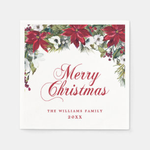 Serviette En Papier Red Poinsettia Floral Christmas PARTY Papier