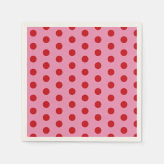 Serviette En Papier Red Polka Dots on Pink