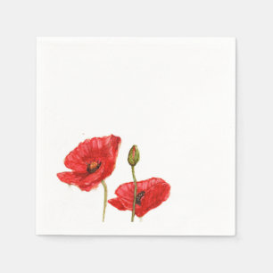 Serviette En Papier Red Poppies Bud