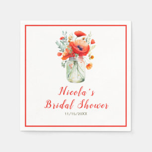 Serviette En Papier Red Poppies Mason Jar Fête des mariées