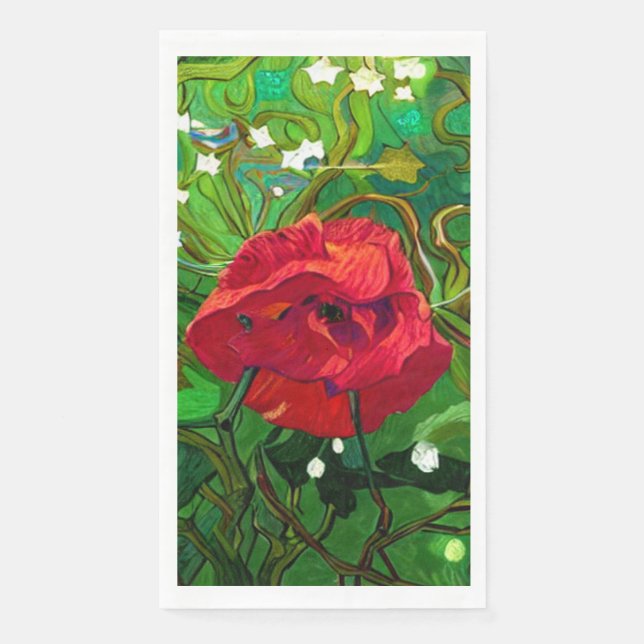 SERVIETTE EN PAPIER RED ROSE  (Devant)