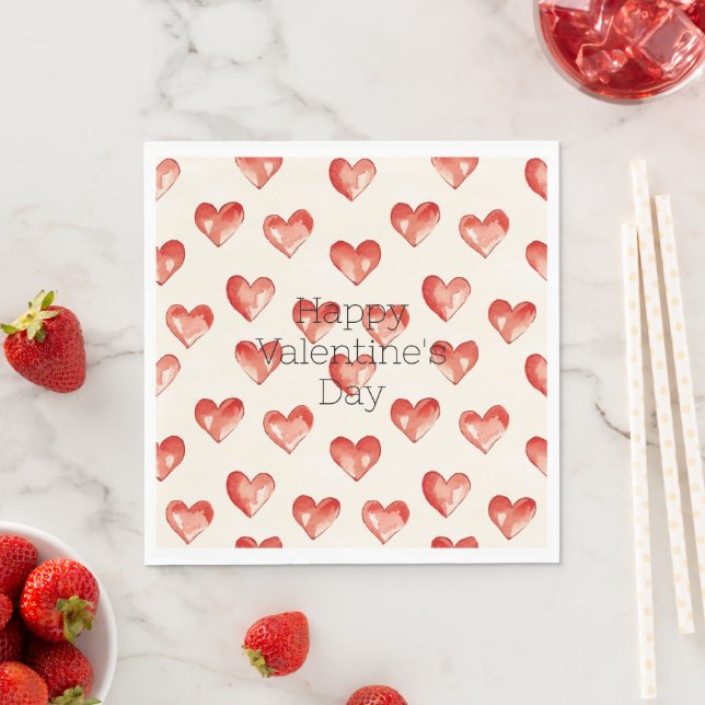 Serviette En Papier Red Sweet Hearts Saint Valentin (En situation)