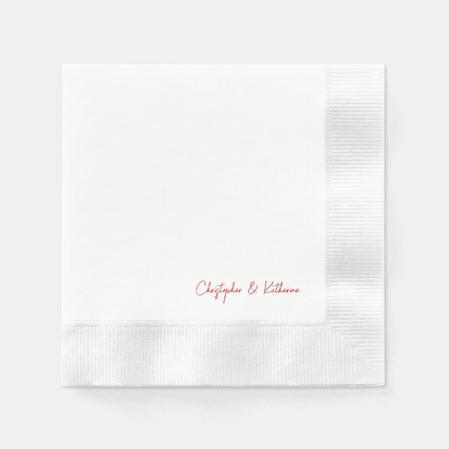 Serviette En Papier Red Text Simple Mariage Cocktail en boîte (Devant)