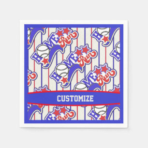 Serviette En Papier Red White & Blue Home Run Baseball Stried