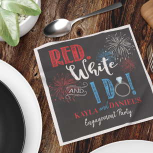 Serviette En Papier Red White et I Do Engagement Party