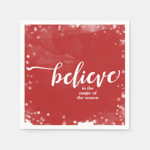 Serviette En Papier Red & White Sparkle Believe Christmas Holiday