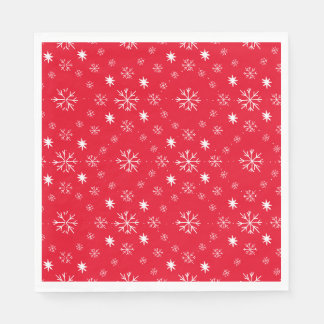 Serviette En Papier Red With White Snowflakes Paper Plate