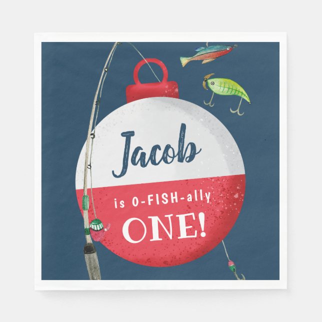 Serviette En Papier Reeling dans le grand one Fishing Anniversaire (Devant)