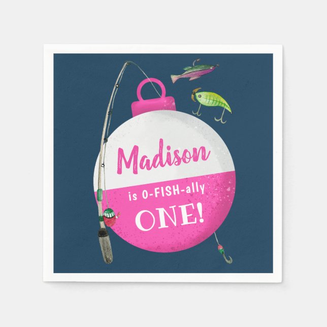 Serviette En Papier Reeling dans le grand one Fishing Anniversaire (Devant)