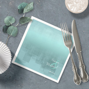 Serviette En Papier Réflexions aquarelle Mariage Turquoise ID774