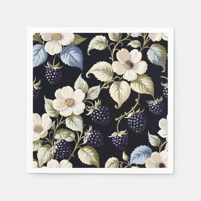 Serviette En Papier Regal Elegance Blackberry & Blooms (Devant)