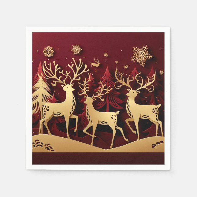 Serviette En Papier Regal Reindeer Ensemble – Paper-Cut Forest (Devant)