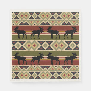 Serviette En Papier Regard ethnique vert rouge ivoire ocre