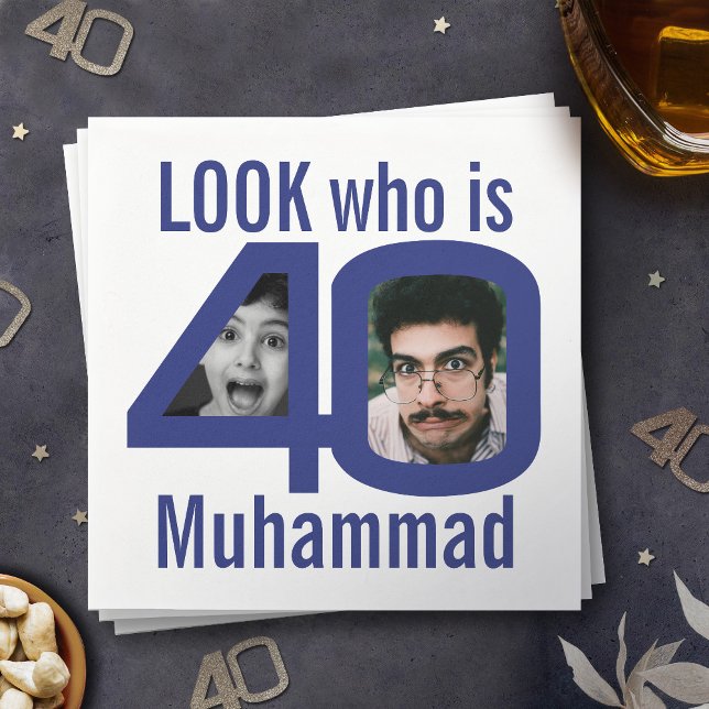 Serviette En Papier Regardez qui est 40ème anniversaire 2 photos fête  (Créateur téléchargé)