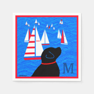 Serviette En Papier Regatta Day Black Dog Cocktail Napkins Monogramme