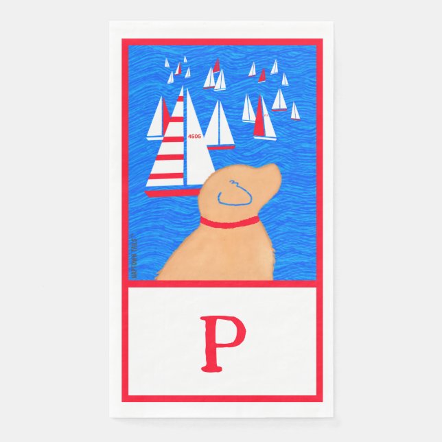 Serviette En Papier Regatta Day Chien Jaune Draps Serviette d'hôte (Devant)