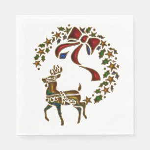 Serviette En Papier Reindeer de Noël et étoiles