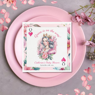 Serviette En Papier Reine de Coeur Carte à Jouer Baby Shower Rose