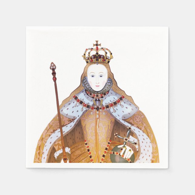 Serviette En Papier Reine Elizabeth I - illustration historique (Devant)
