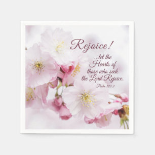 Serviette En Papier Rejoice Psaume 105:3 Fleurs de cerisiers Printemps