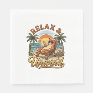 Serviette En Papier Relax & Unwind Chat de Plage Design de Gravure Vin