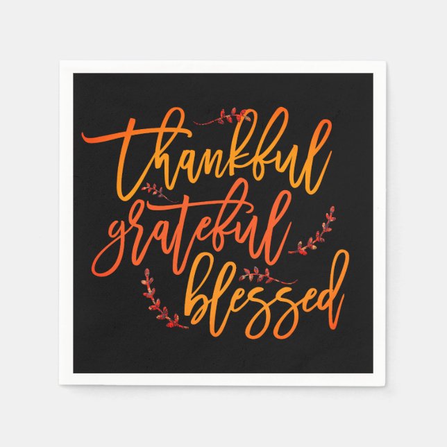 Serviette En Papier Remerciements Citation Bénédiction Thanksgiving Bl (Devant)